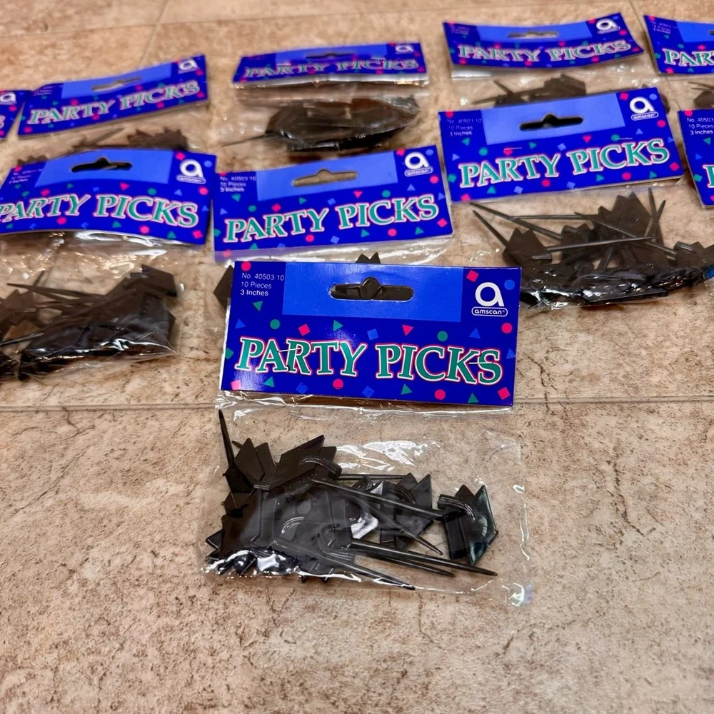 NWT Party Picks Lot of 11 Black Plastic Graduation Cap Cupcake Toppers Picks